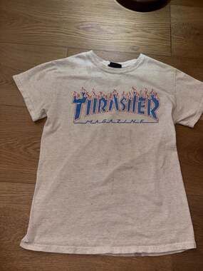 Thrasher Magazine Blue Flame Graphic T-Shirt Heather Grey